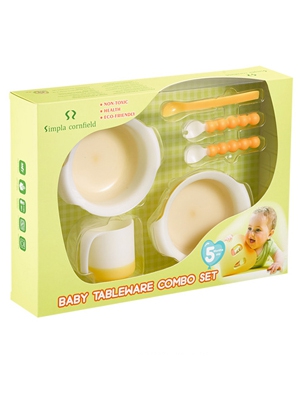 玉米田嬰童餐具粉紫六件組