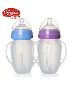 愛嬰寶硅膠擠壓米糊果汁水輔食奶瓶160ml