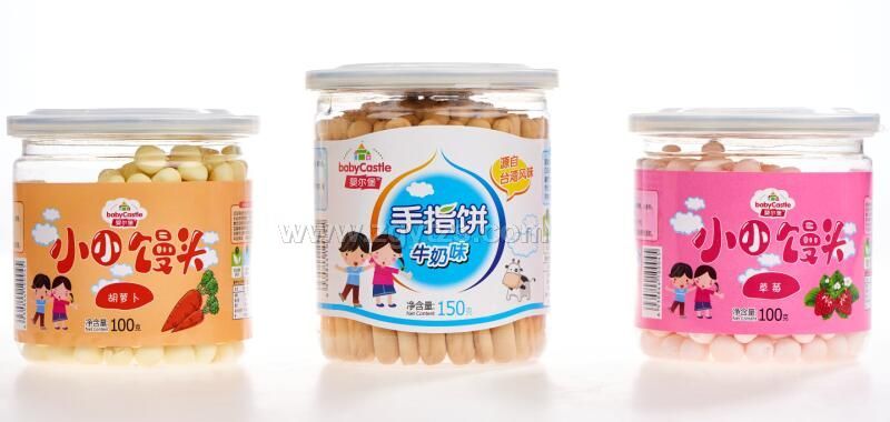 嬰爾堡小小饅頭-胡蘿卜味、草莓味;手指餅-牛奶味 小零食輔食