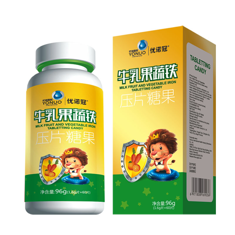 優諾冠牛乳果蔬鐵壓片糖果