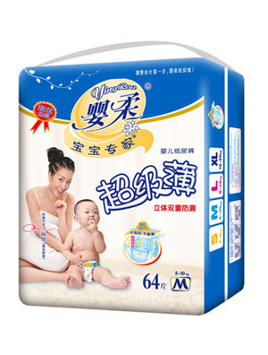 寶寶專家超級(jí)薄嬰兒紙尿褲M碼64片