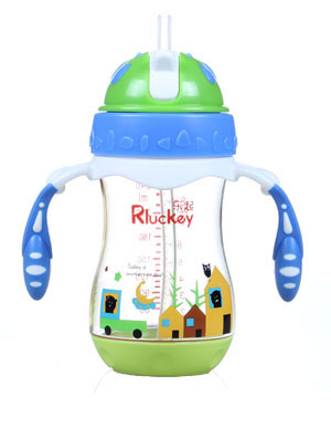 樂起PPSU帶吸管水壺240ml藍色