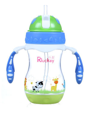 樂起PP帶吸管水壺240ml藍色