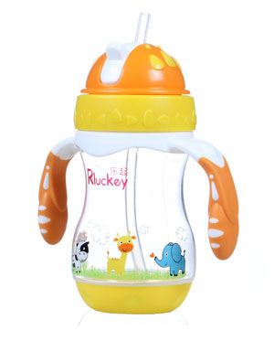 樂起PP歪嘴帶吸管水壺240ml橙色