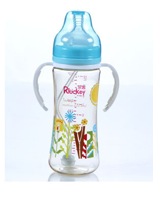 樂起300ml弧形有耳PPSU奶瓶藍