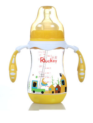 樂起240ml弧形有耳PPSU奶瓶黃