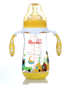 樂起300ml弧形有耳PPSU奶瓶黃色