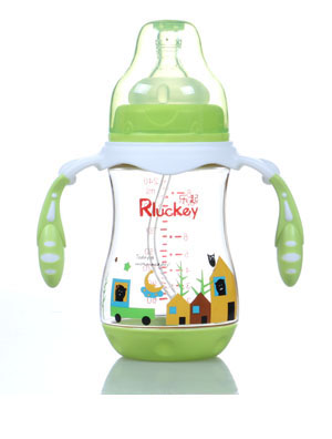 樂起240ml弧形有耳PPSU奶瓶綠色