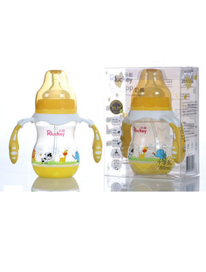 樂起180ml寬口徑PP奶瓶黃色