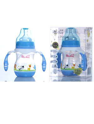 樂起180ml寬口徑PP奶瓶藍色