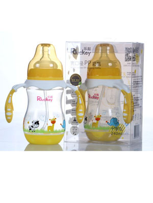 樂起240ml寬口徑PP奶瓶黃色