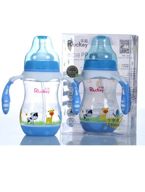 樂起240ml寬口徑PP奶瓶藍色