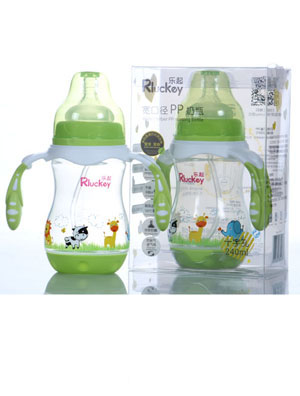 樂起240ml寬口徑PP奶瓶綠色