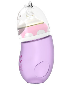 母貝兒新生嬰兒包膠玻璃奶瓶紫色