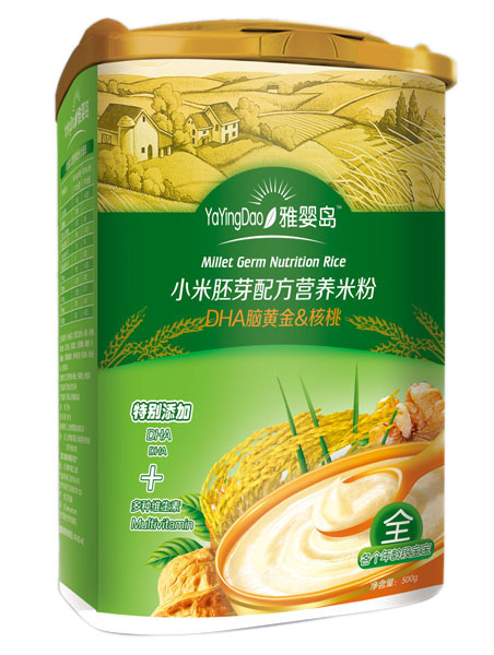 雅嬰島DHA腦黃金&核桃小米胚芽配方營(yíng)養(yǎng)米粉全段
