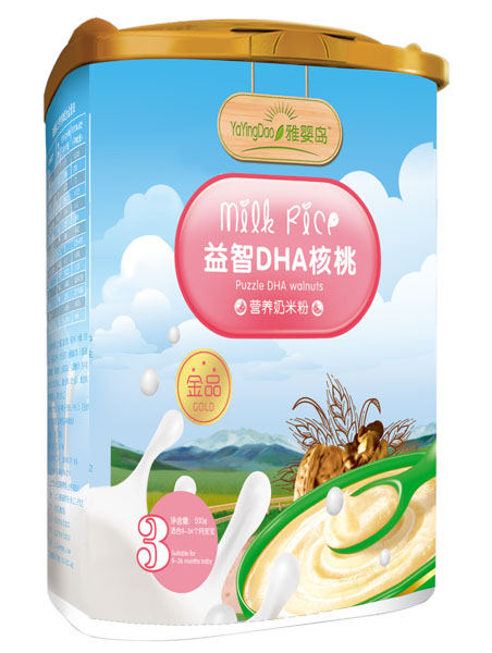 雅嬰島益智DHA核桃營(yíng)養(yǎng)奶米粉3段