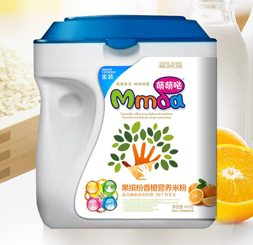 萌萌噠480克手拿桶果繽紛香橙營養米粉