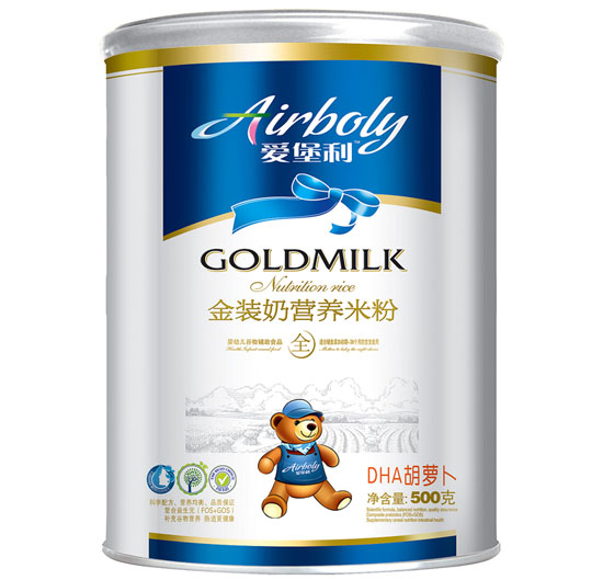 愛堡利DHA胡蘿卜奶營養(yǎng)米粉500g聽裝
