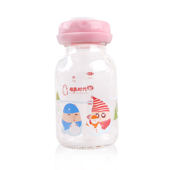 母乳時代卡通玻璃標口母乳儲存瓶120ML