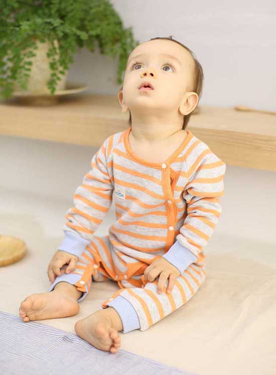 佈恩寶貝嬰兒黃灰色條紋套裝