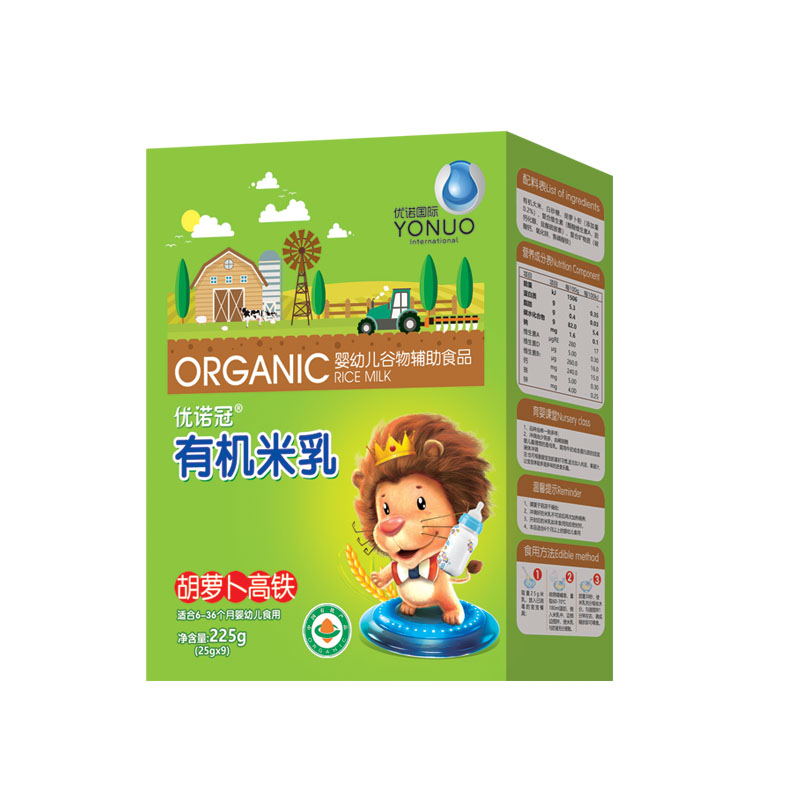 優(yōu)諾冠胡蘿卜高鐵有機米乳盒裝